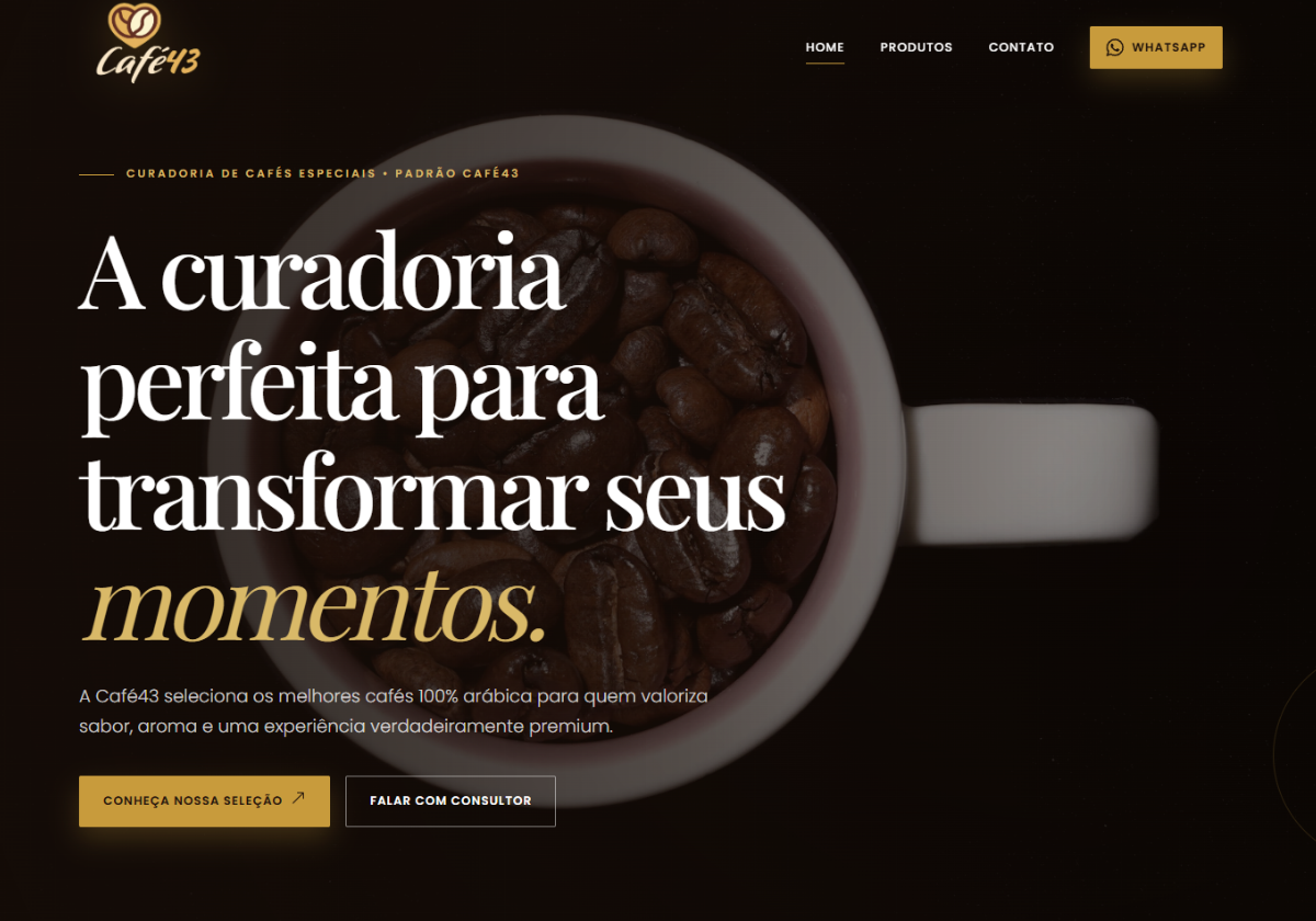 Prévia do site Café 43